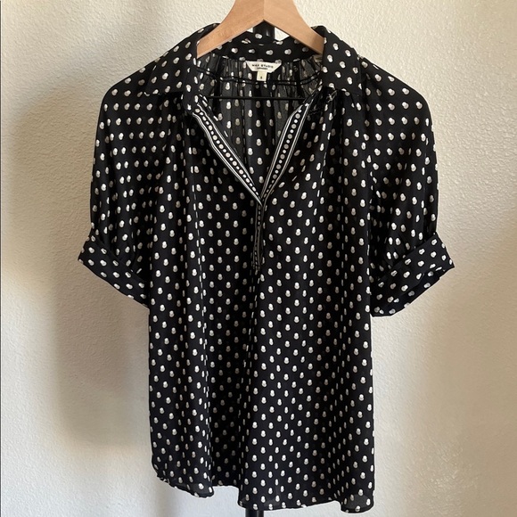 Max Studio Black Blouse with White Dots - Picture 1 of 5